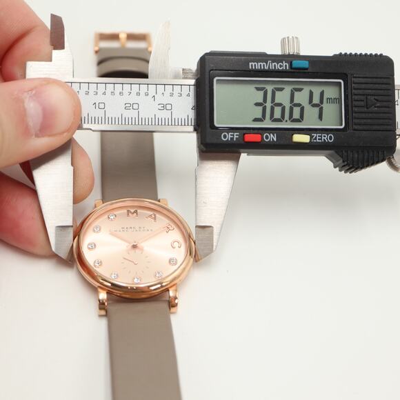 Marc By Marc Jacobs Baker 37mm Watch Rose Gold Tone Leather Strap w New Battery - Picture 2 of 14